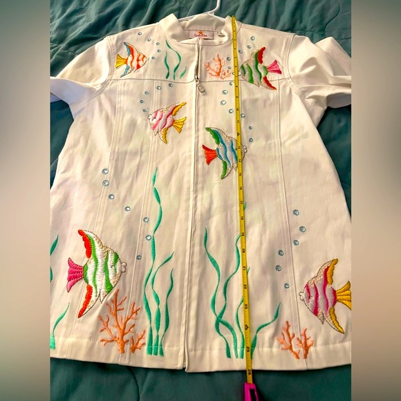 Quacker Factory Tropical Fish Zip Jacket XS - Picture 6 of 8